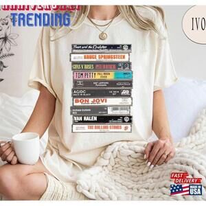 Rock Cassettes Tape Printed Tshirt Bands Shirt Unisex Tee Classic